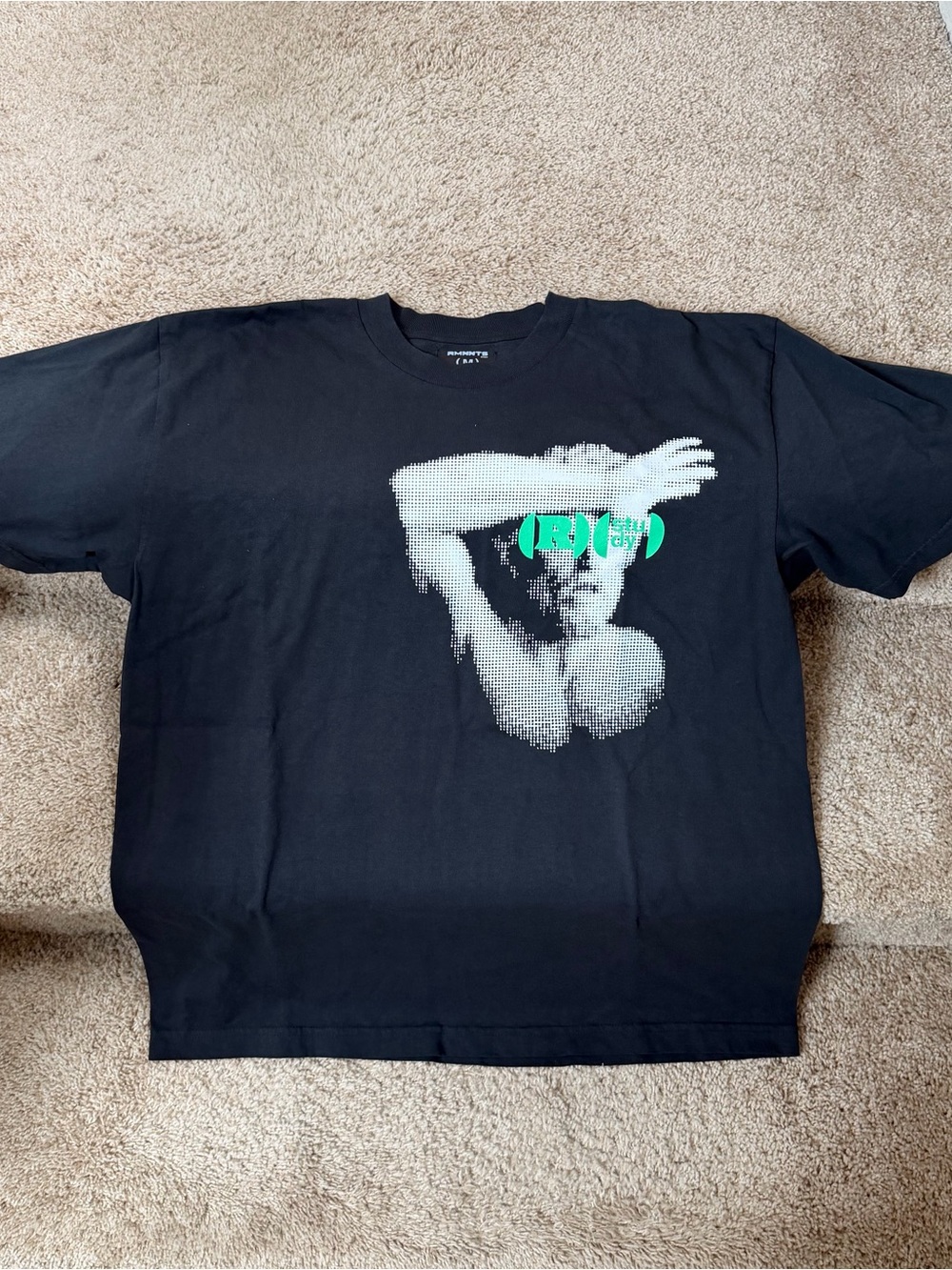Black Graphic Crewneck T‑Shirt with Photo Print